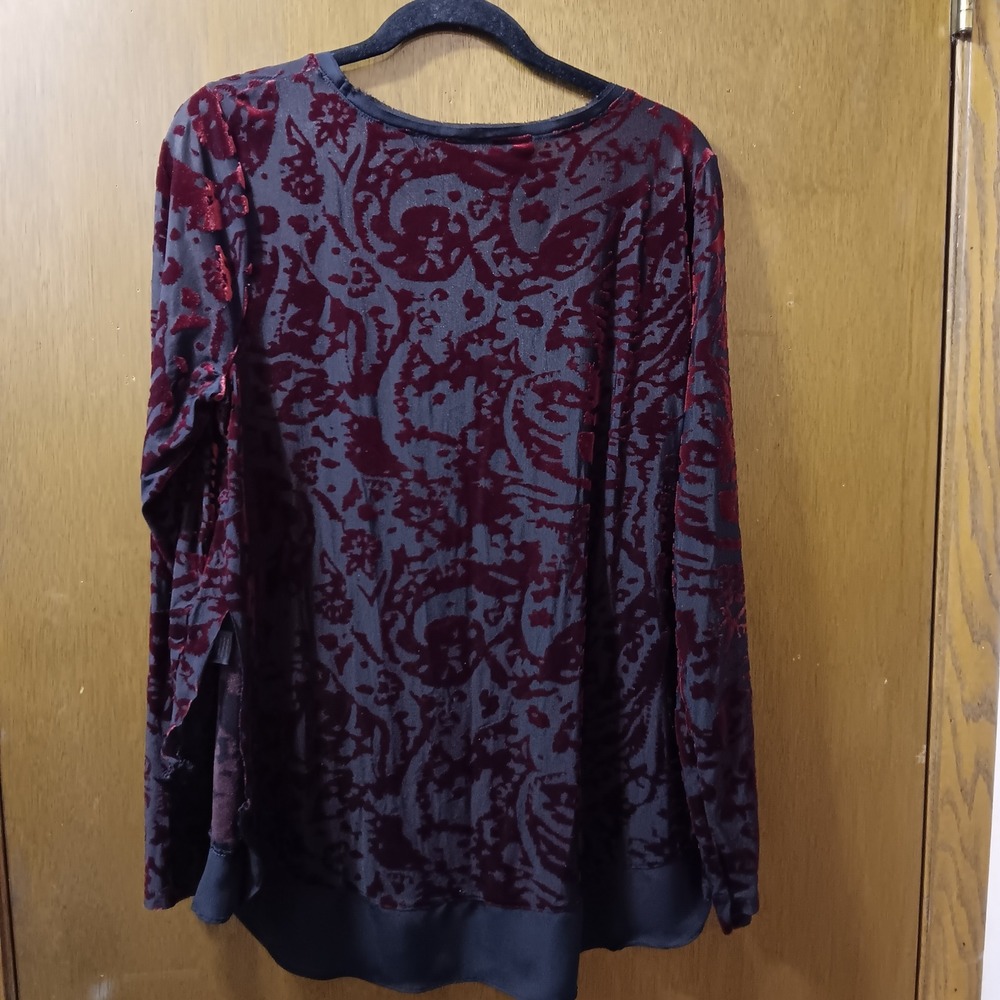 Simply Vera Vera Wang Velvet Burnout Floral Tunic Top XL‎ Long Sleeve - Picture 6 of 6